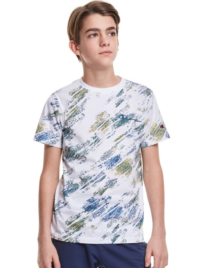 Camiseta Champion Niño - Cotton Crayon Blur Print ( Blancas/Azules ) 5813642-KP